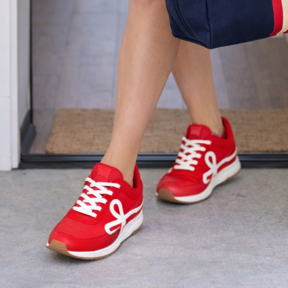 Red CCOCCI Scarlett Court sneaker featuring a sleek design and white sole, perfect for casual and sporty looks.
