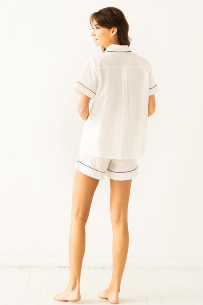 SALUA Classic Shorties Pajamas in Woven Cotton