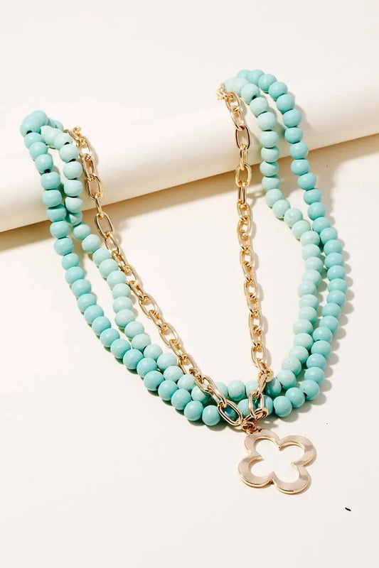 Clover Pendant Beaded Necklace – Mint Alice & Elizabeth