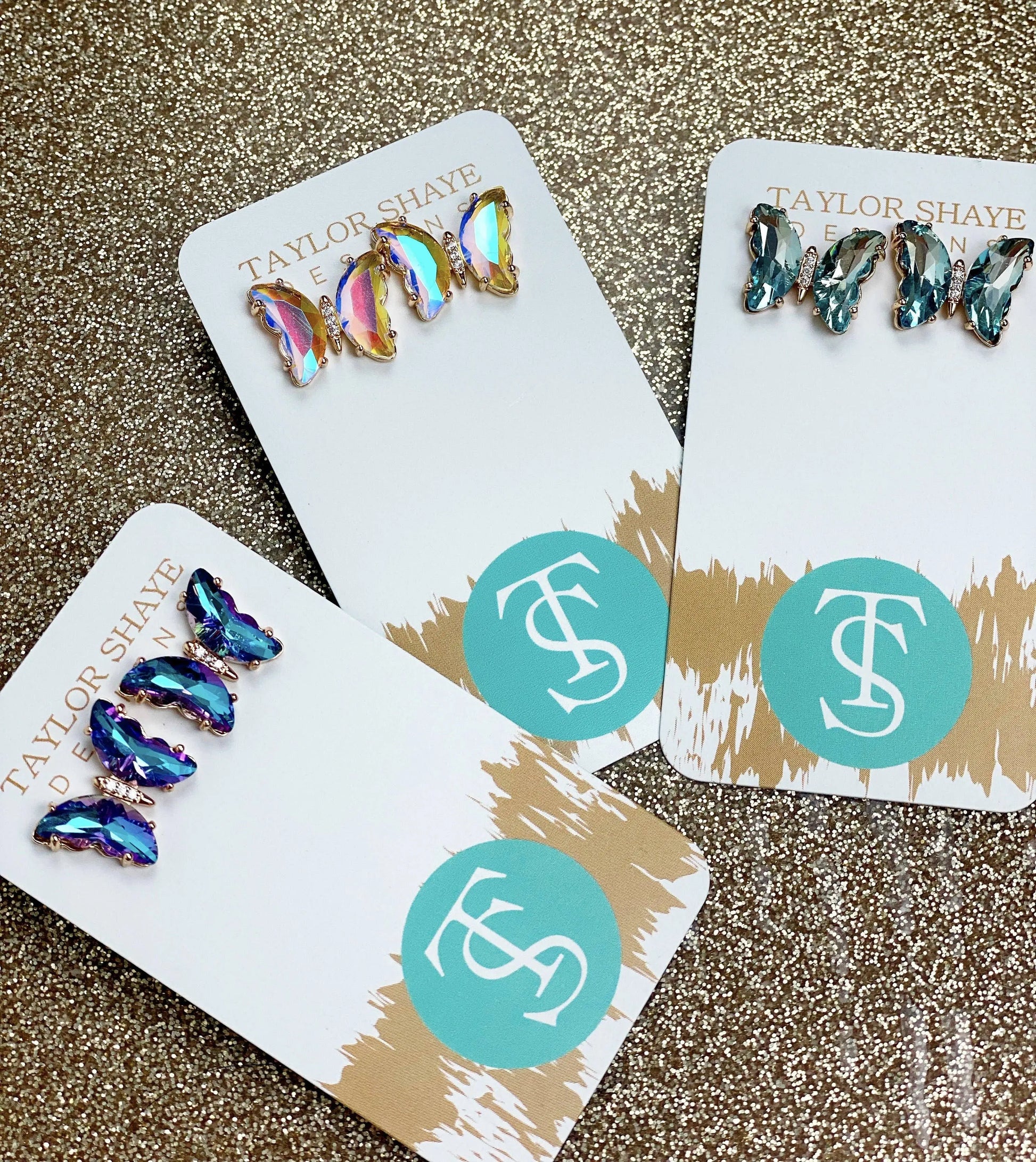 Crystal Butterfly Studs - Clear - Jewelry