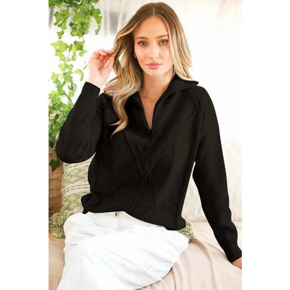 Elise Textured Sweater Top - S / BLACK - Sweaters