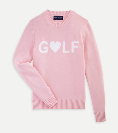 Ella Club Golf Heart Sweater - Pink - Sweaters