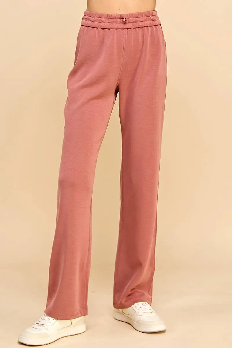 Ella High-Waisted Pants - L / Brick - Bottoms