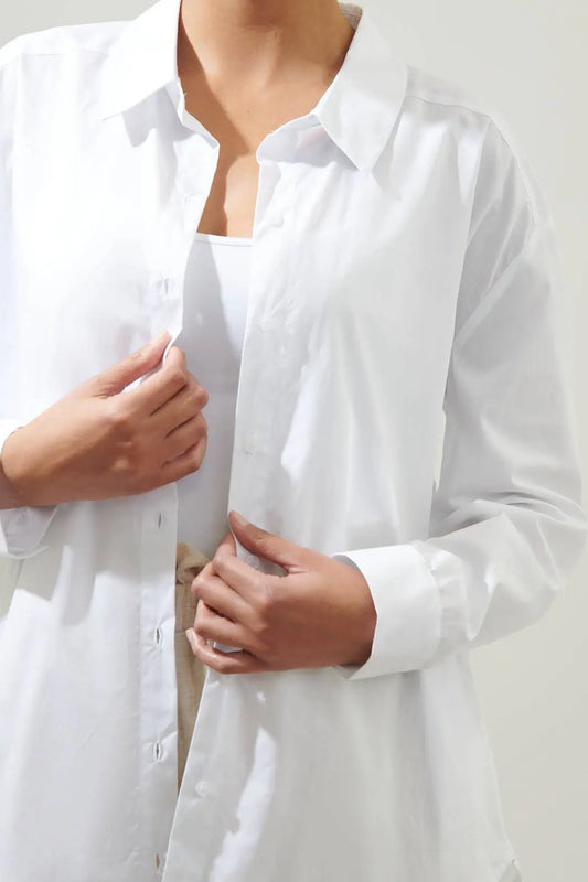 Elle Oversized Button-Down Shirt - Tops