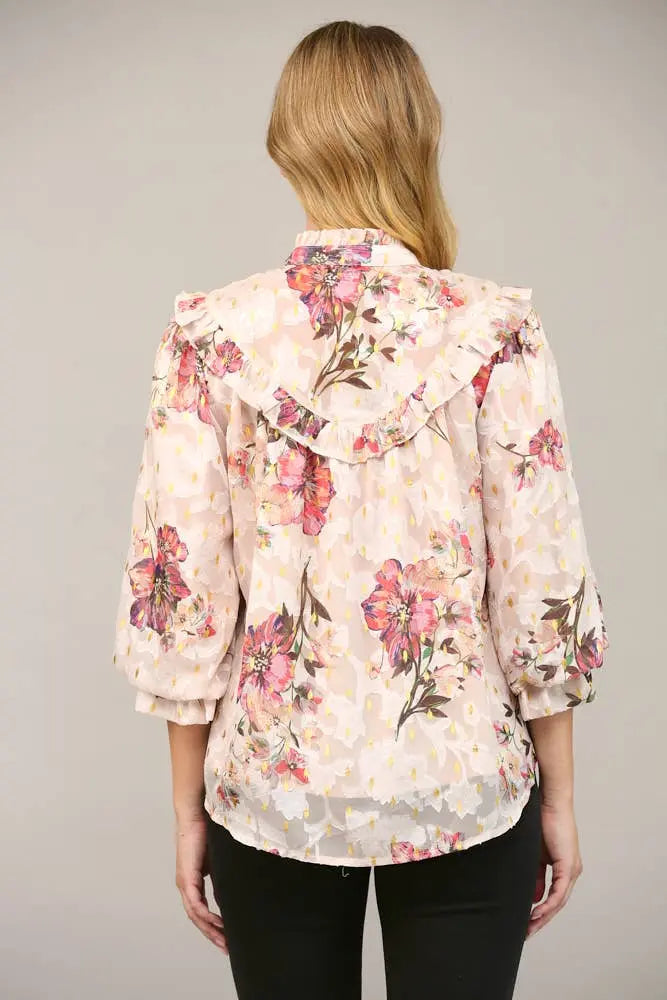 Emma Chiffon Bubble Sleeve Blouse - Blouses