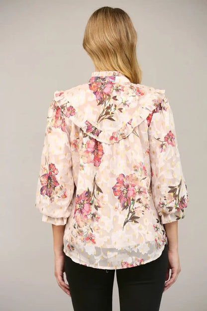 Emma Chiffon Bubble Sleeve Blouse - Blouses