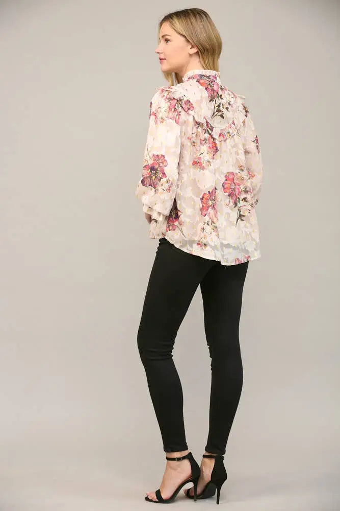 Emma Chiffon Bubble Sleeve Blouse - Blouses