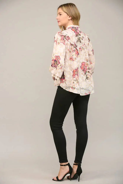 Emma Chiffon Bubble Sleeve Blouse - Blouses