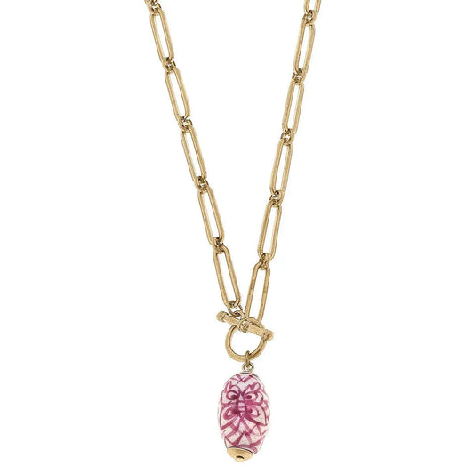Evelyn Chinoiserie T-Bar Necklace - Jewelry