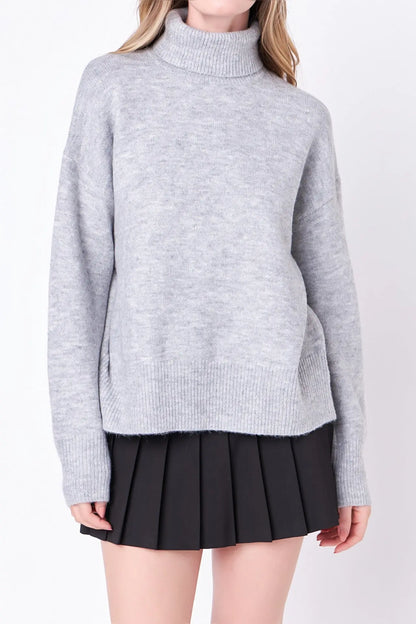 Evelyn Heather Gray Turtleneck Sweater - Sweaters