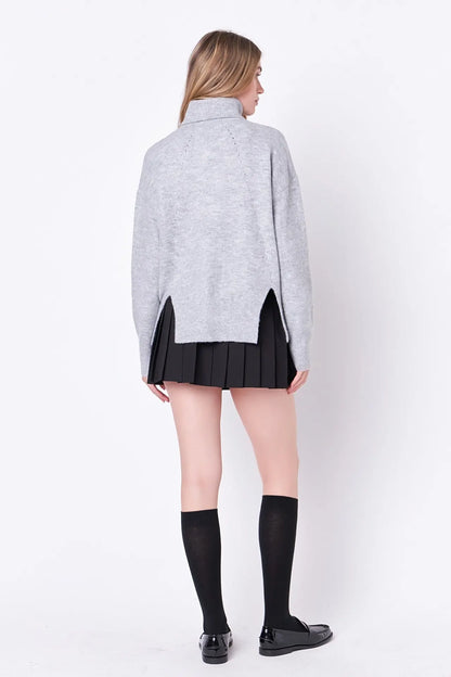 Evelyn Heather Gray Turtleneck Sweater - Sweaters