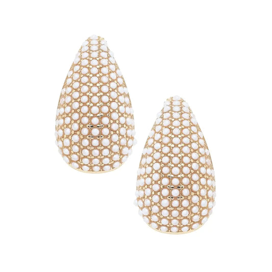 Florence Pearl Pave Sculpted Earrings - Jewelry