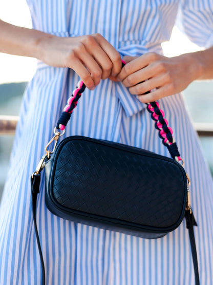 Frankie Pebbled Camera Bag (Midnight) - Crossbody Bags