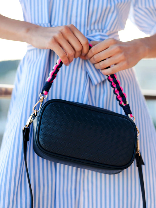 Frankie Pebbled Camera Bag (Midnight) - Crossbody Bags