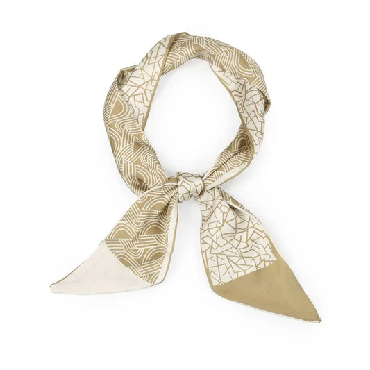 Geometric Print Satin Head Scarf - Scarves
