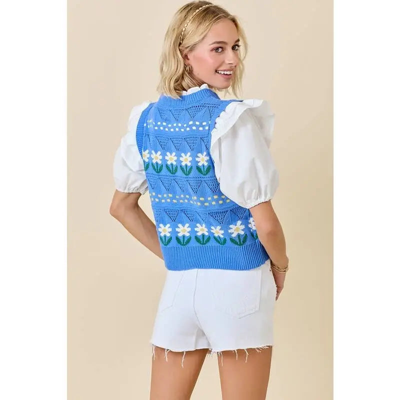 Georgia Ruffle Puff Sleeve Top - Sweaters