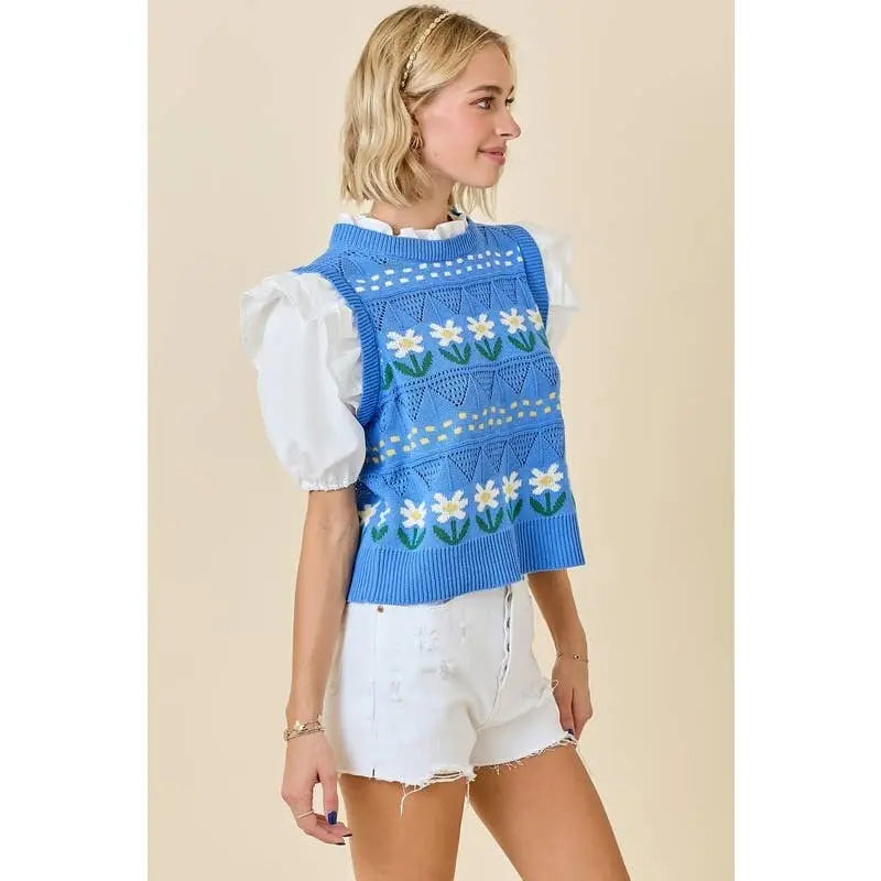 Georgia Ruffle Puff Sleeve Top - Sweaters