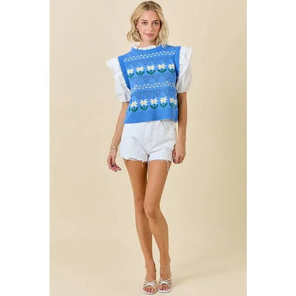 Georgia Ruffle Puff Sleeve Top - Sweaters