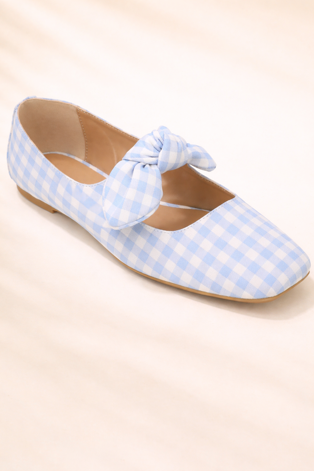 Gingham ballet flats with a bow detail from Journee Collection, Seralinn Ballet Mary Jane fabric footwear for women