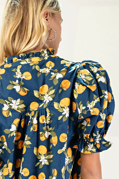 Golden Orchard Print Top - Tops