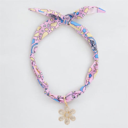 The Daisy Mae Pave Flower Scarf Necklace Canvas Style