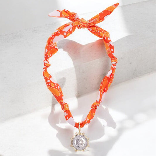 The Clementine Studded Coin Scarf Necklace Canvas Style