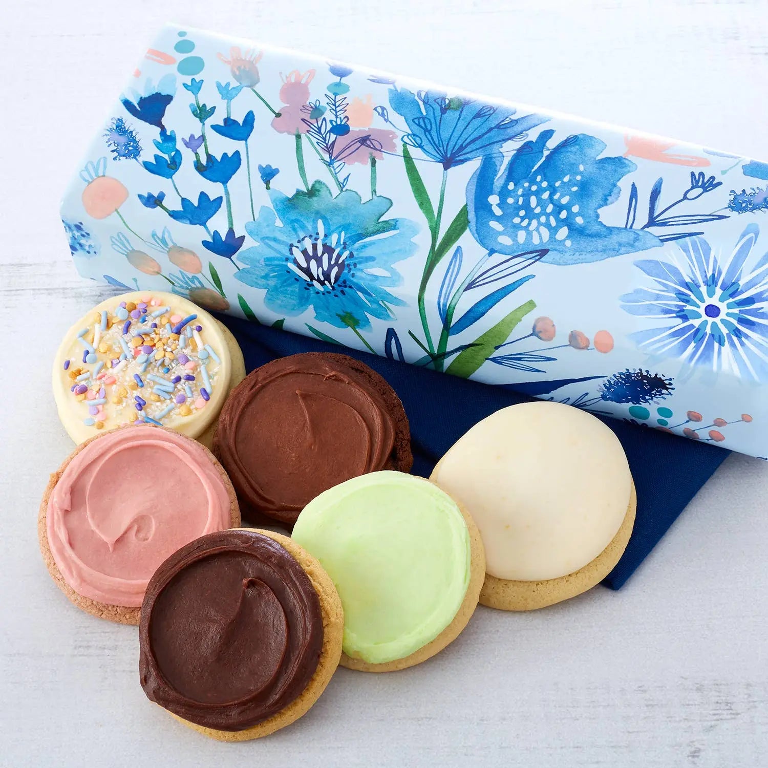 Indigo Blooms Half Dozen Sampler - Iced Cookies