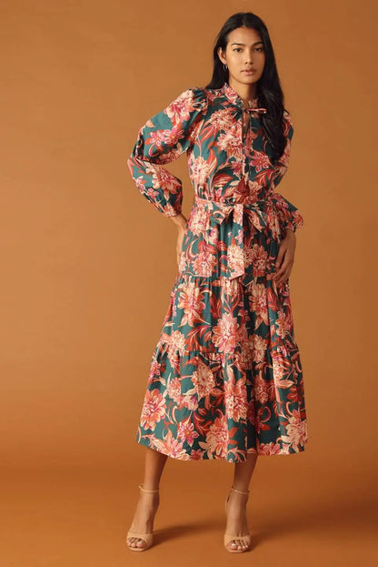 Isabella Printed Midi Dress - Dresses