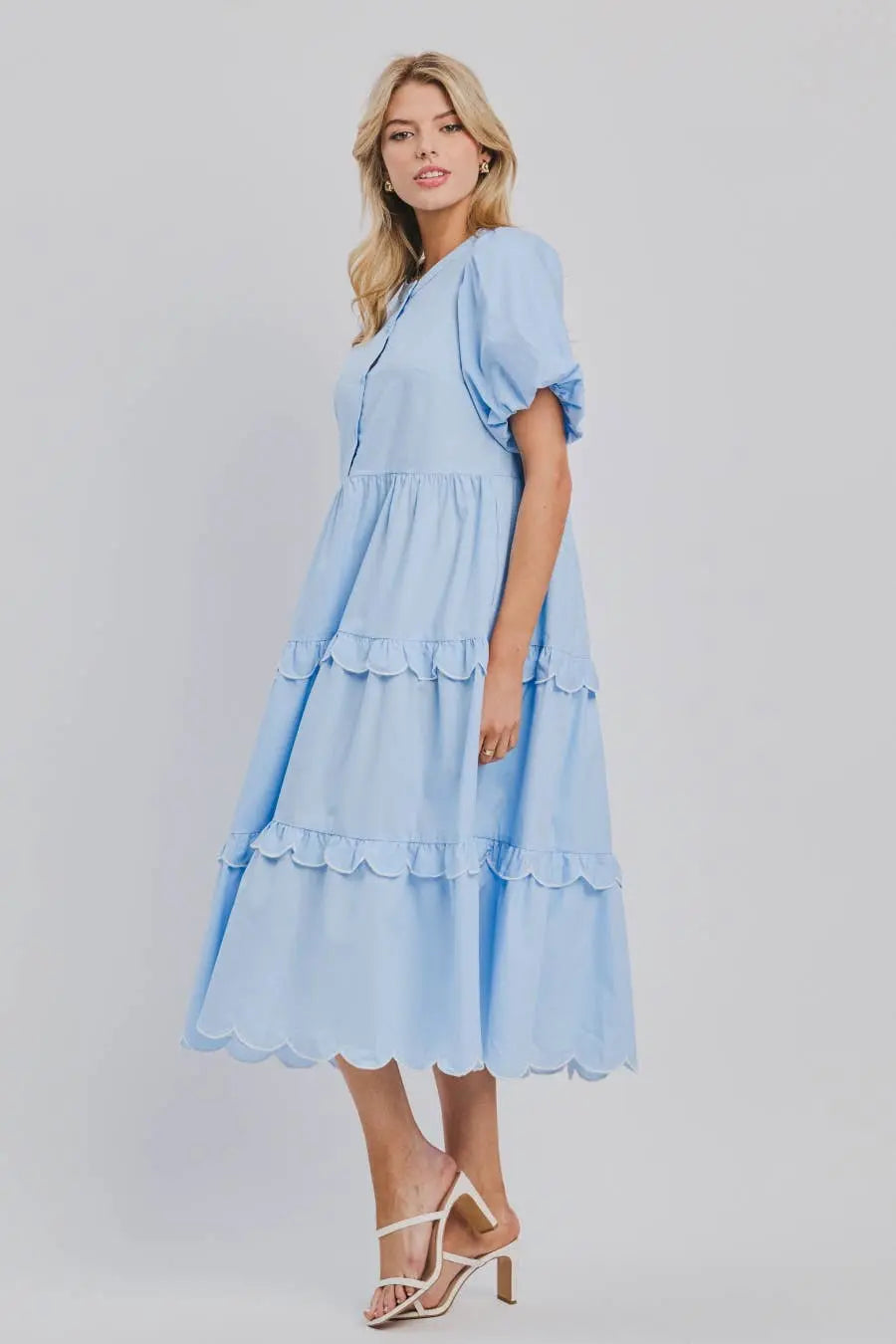 Juliette Bubble Sleeve Midi Dress - Dresses