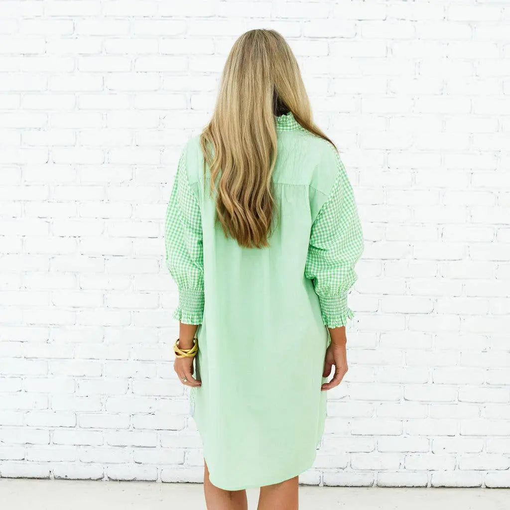 Kimberly Dress – Opposite Gingham - Green / OS - Comfortably Fits S-L - Dresses