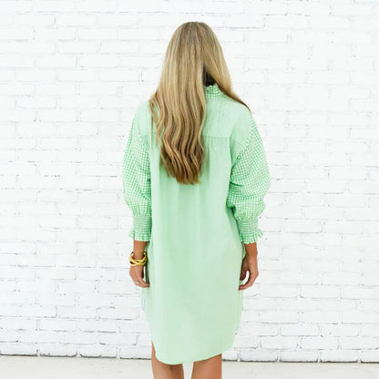 Kimberly Dress – Opposite Gingham - Green / OS - Comfortably Fits S-L - Dresses