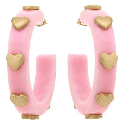Libby Heart Resin Hoop Earrings - Jewelry