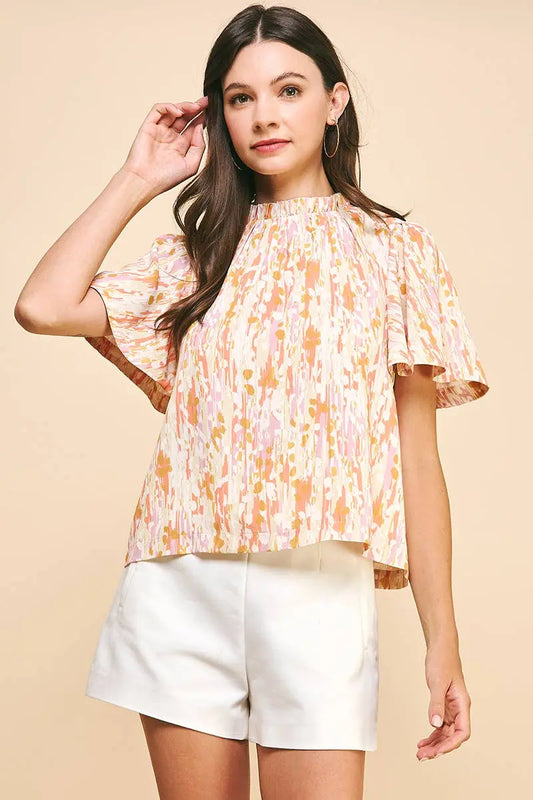 Lila Printed Woven Blouse - Tops