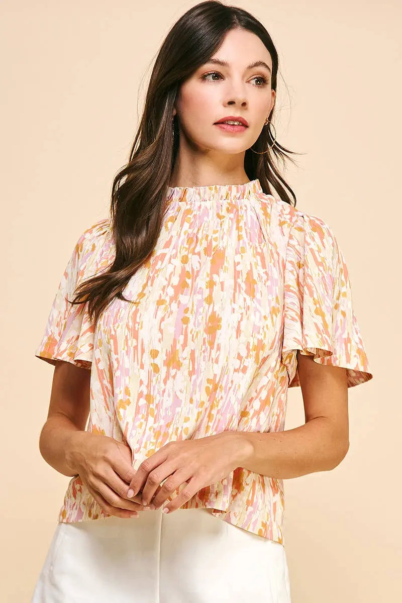Lila Printed Woven Blouse - Tops