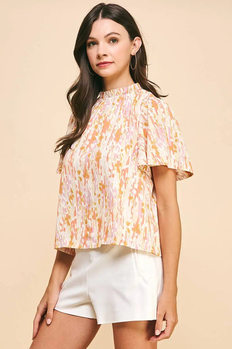 Lila Printed Woven Blouse - Tops