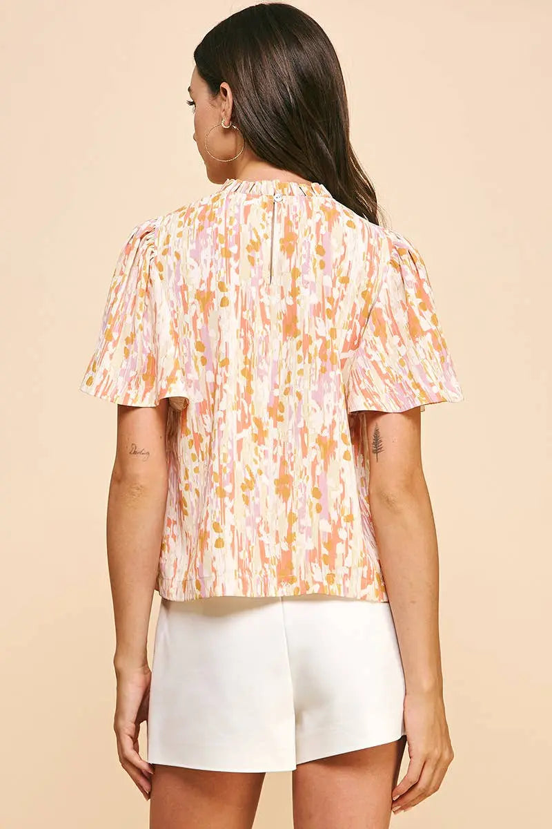 Lila Printed Woven Blouse - Tops