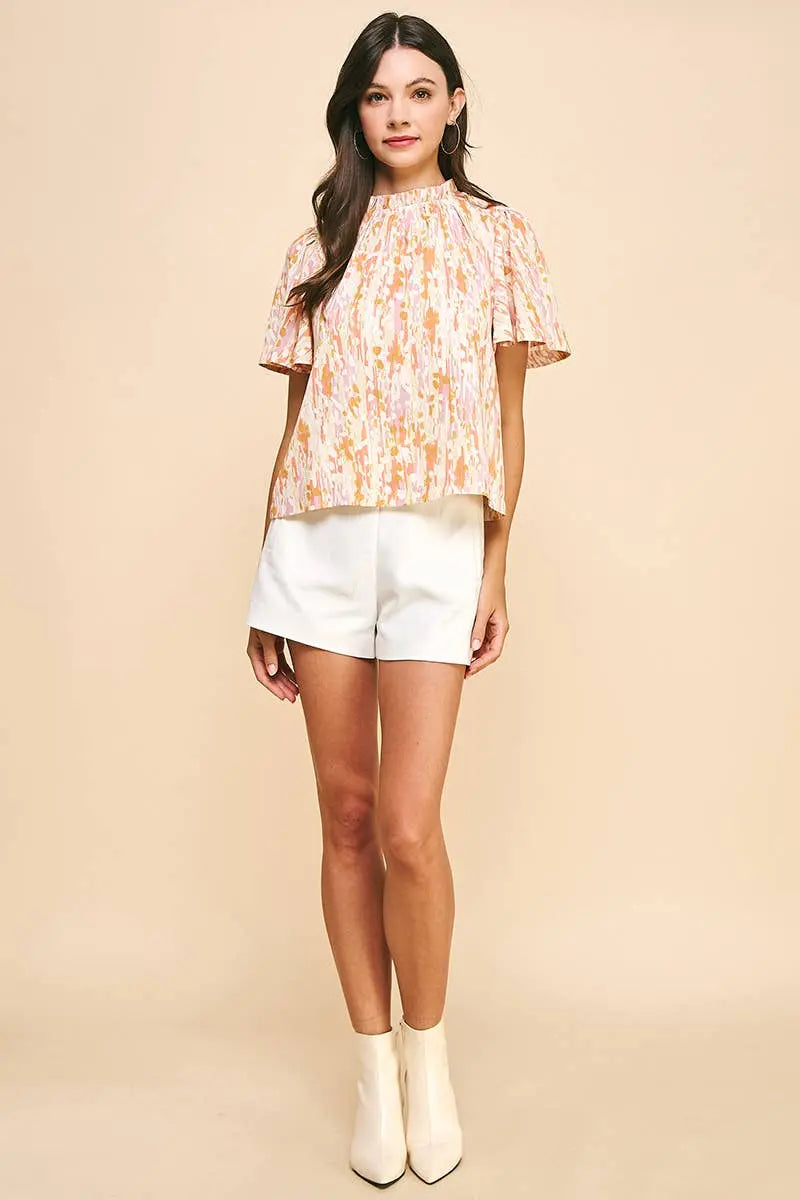 Lila Printed Woven Blouse - Tops