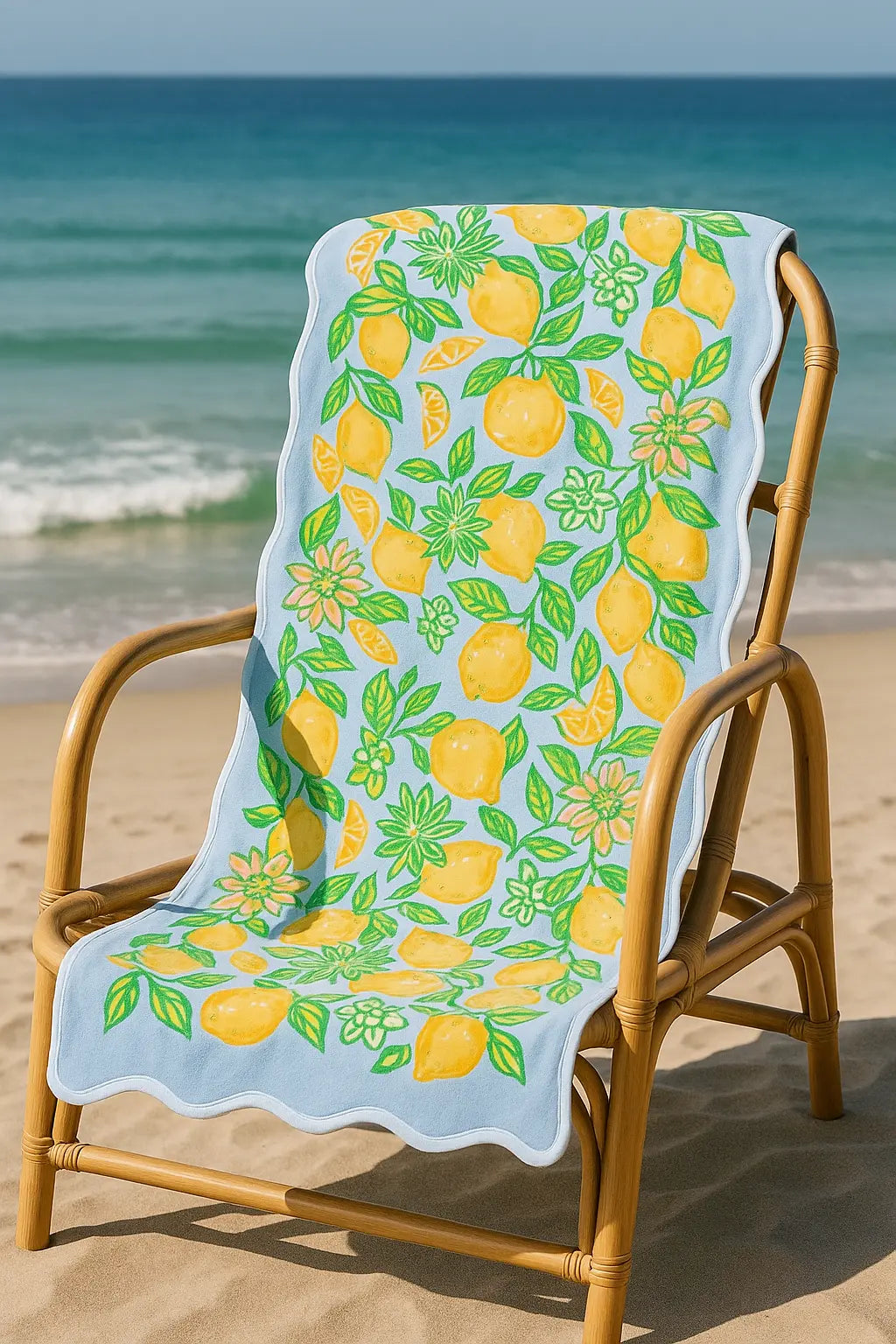 Make Lemonade Scalloped Edge Oversized Beach Towel - Gifts