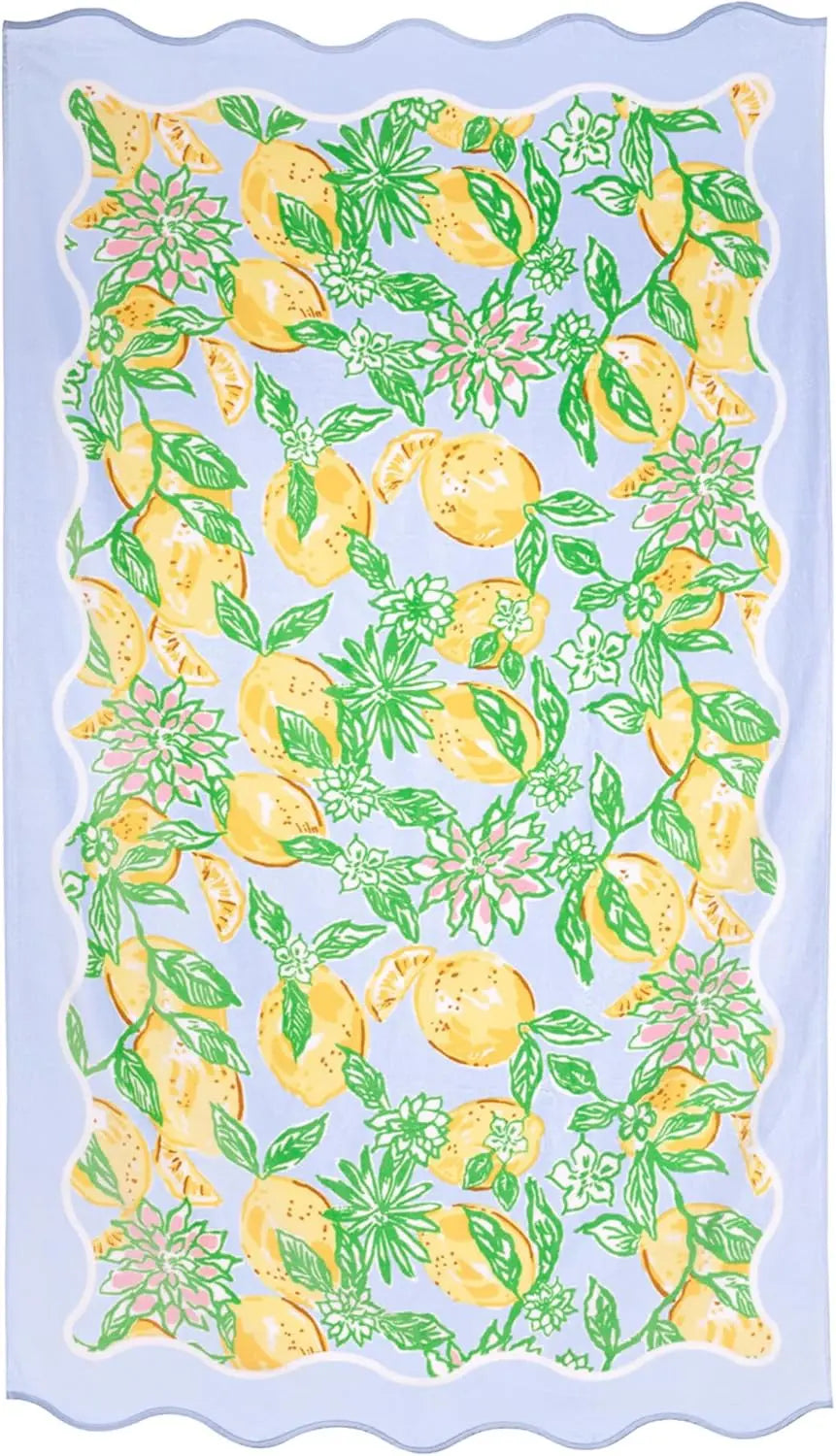 Make Lemonade Scalloped Edge Oversized Beach Towel - Gifts