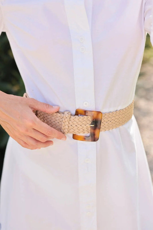 Marta Braided Stretch Belt (Tan) - Belts