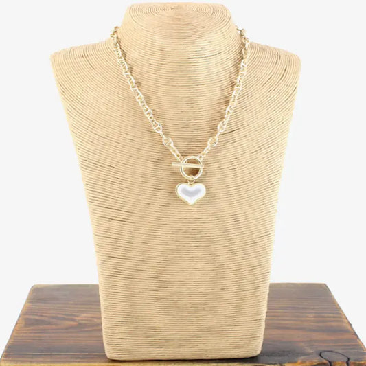 N22095 Heart Chain Link Necklace - Jewelry