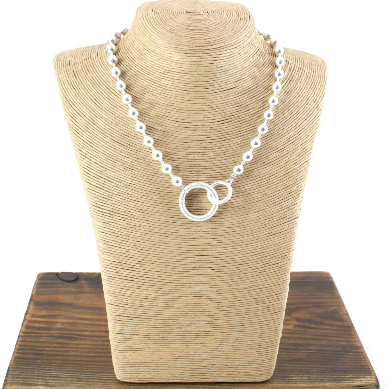 N24199 Double Ring Closure Bead Chain Necklace (18’’) - 02 SL - Jewelry