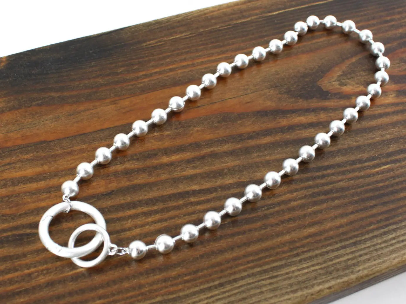 N24199 Double Ring Closure Bead Chain Necklace (18’’) - Jewelry