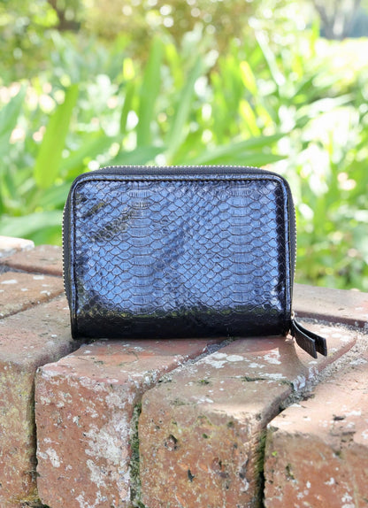 Nadine Zippered Wallet in Black - Wallets