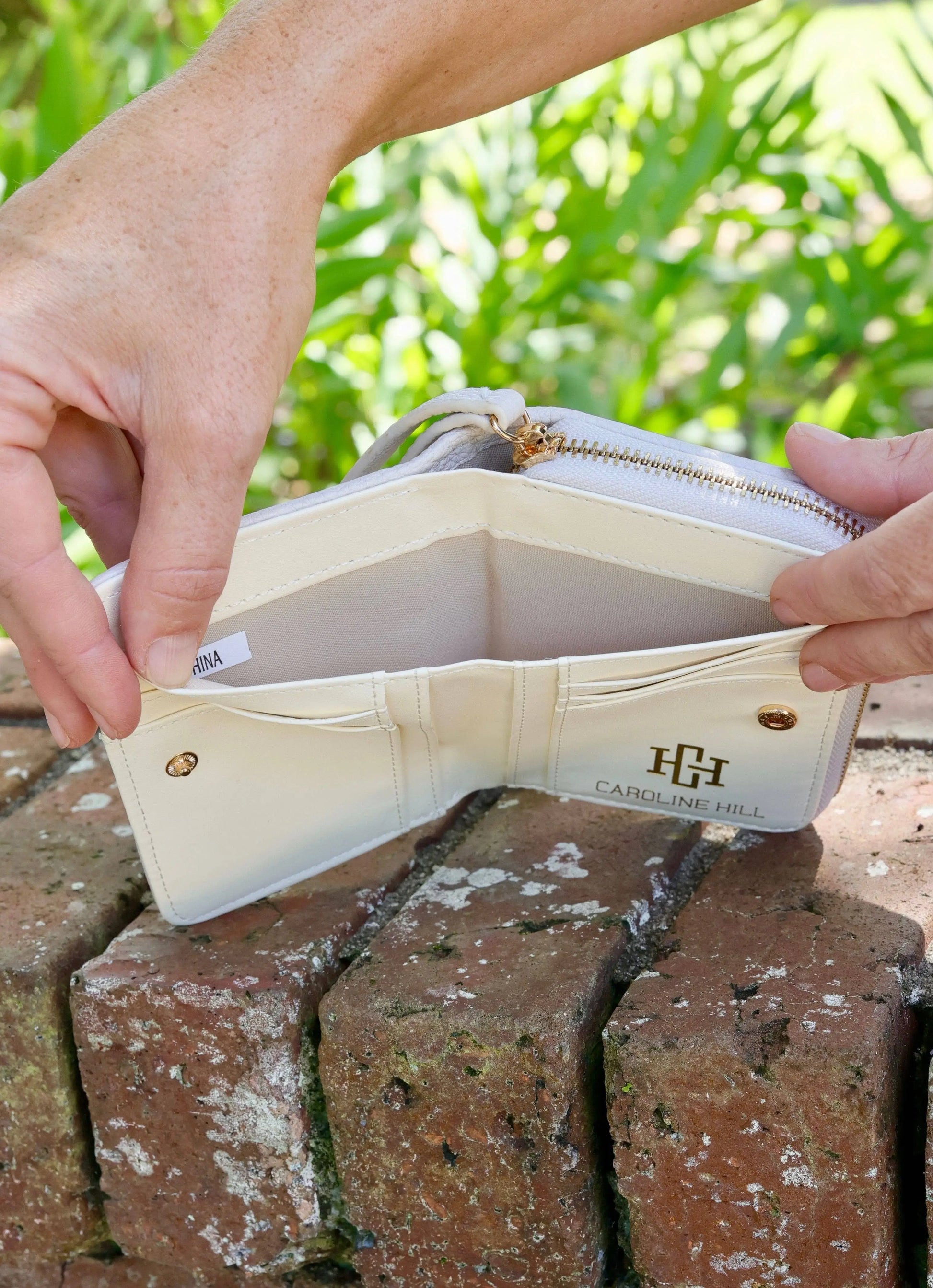 Nadine Zippered Wallet in Cream - Wallets