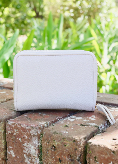 Nadine Zippered Wallet in Cream - Wallets