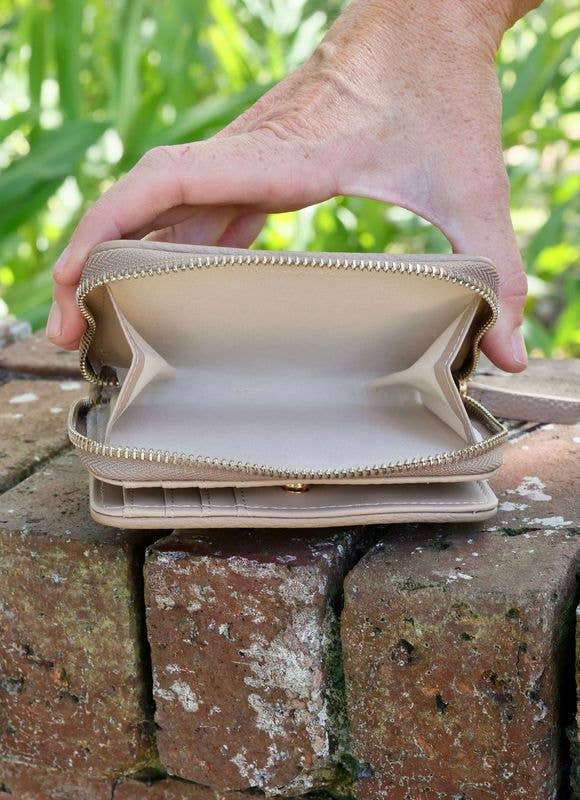 Nadine Zippered Wallet in Taupe - Wallets