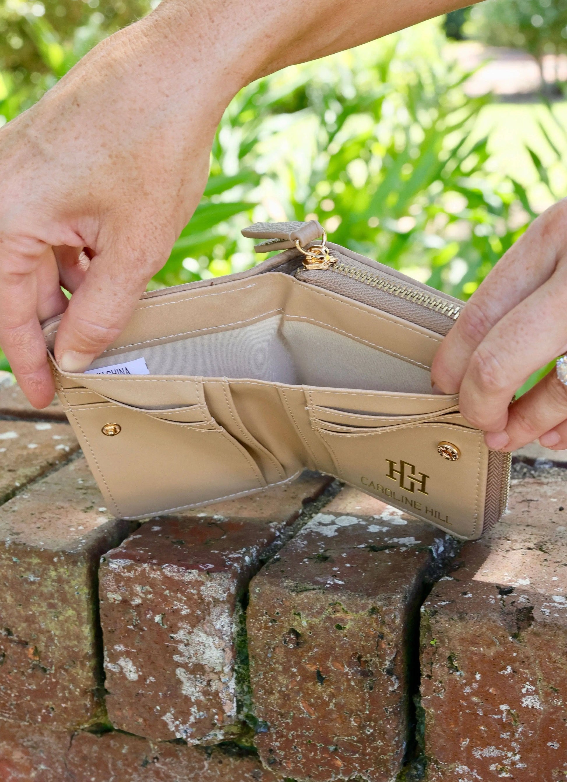 Nadine Zippered Wallet in Taupe - Wallets