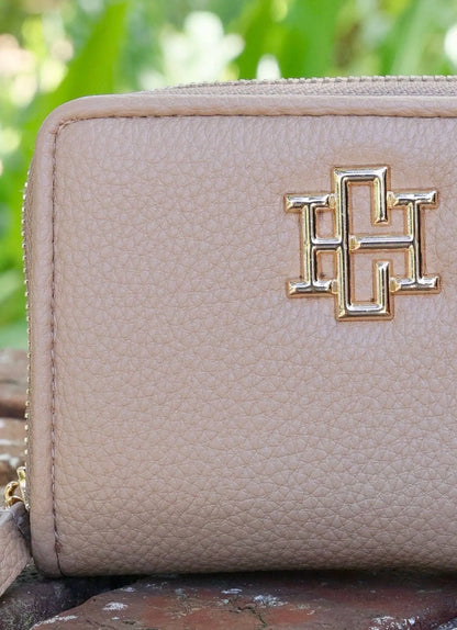 Nadine Zippered Wallet in Taupe - Wallets