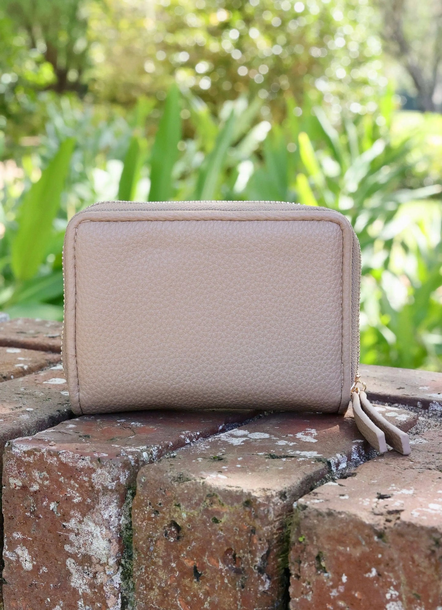Nadine Zippered Wallet in Taupe - Wallets